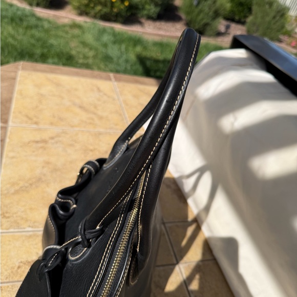 RARE Dooney & Bourke BLACK Florentine Vacchetta Leather Domed Satchel HANDBAG - Picture 5 of 11